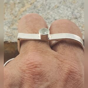 PERHNITE DOUBLE RING HANDMADE IN STERLING SILVER SIZE 9 & ADJUSTABLE